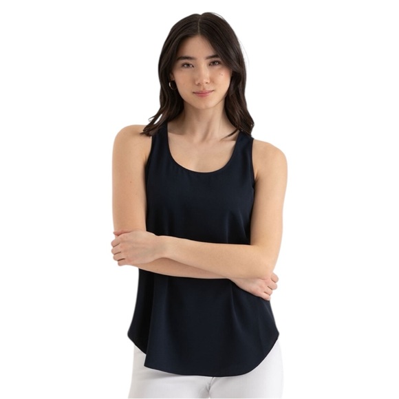 Ricki's Tops - Ricki’s Navy Blue Sleeveless Tank Blouse With Rounded Hem Size Small